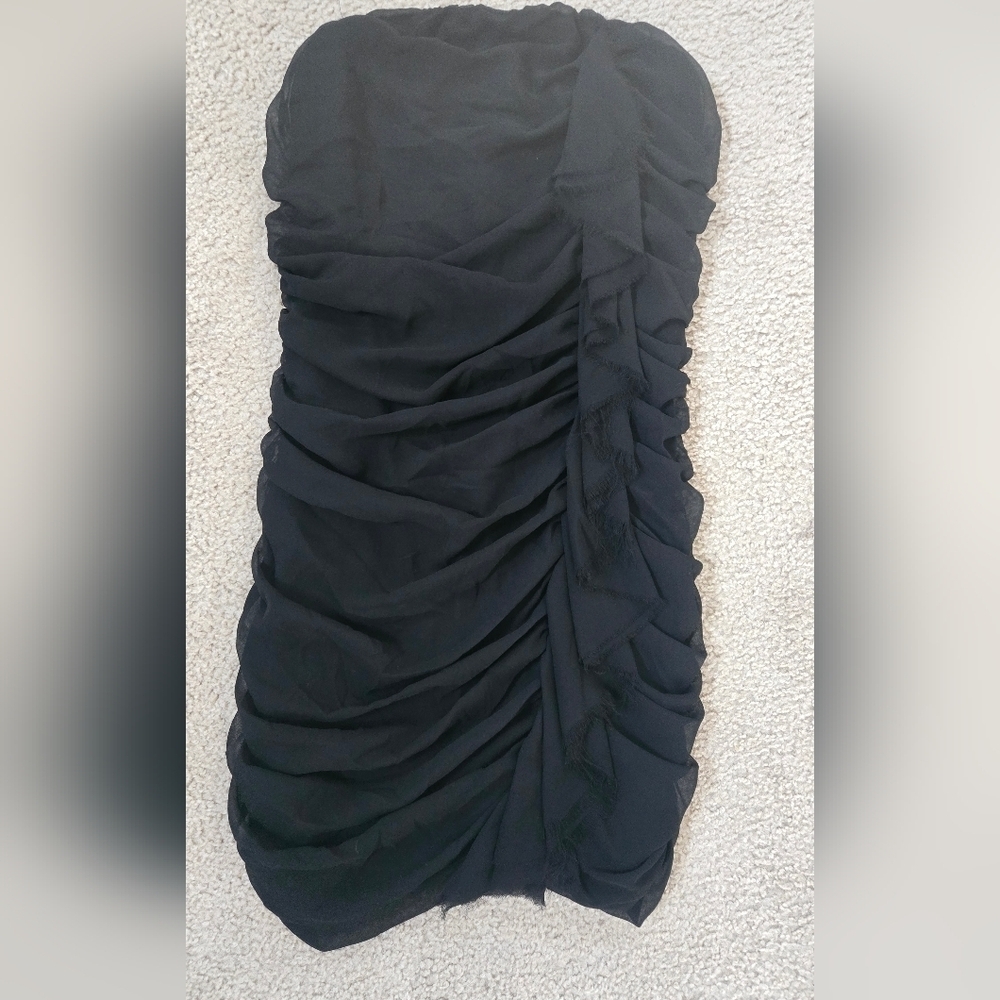 Express Black Strapless Ruched Mini Dress Size 8 - Picture 2 of 4